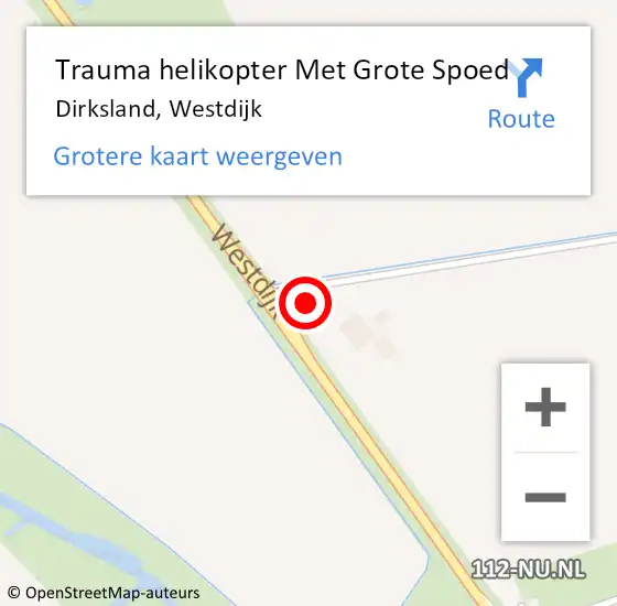 Locatie op kaart van de 112 melding: Trauma helikopter Met Grote Spoed Naar Dirksland, Westdijk op 6 december 2023 20:42