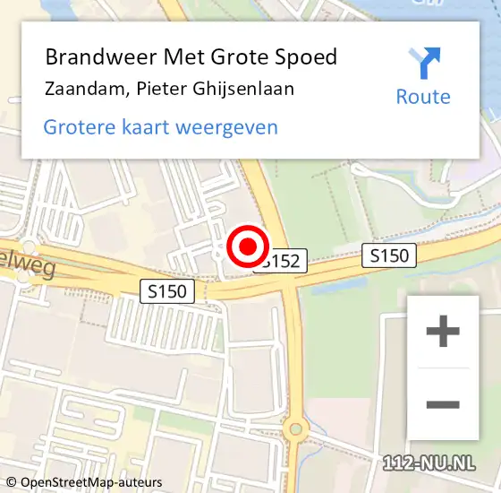 Locatie op kaart van de 112 melding: Brandweer Met Grote Spoed Naar Zaandam, Pieter Ghijsenlaan op 6 december 2023 21:09