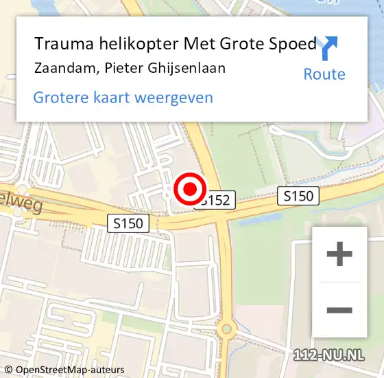 Locatie op kaart van de 112 melding: Trauma helikopter Met Grote Spoed Naar Zaandam, Pieter Ghijsenlaan op 6 december 2023 21:09