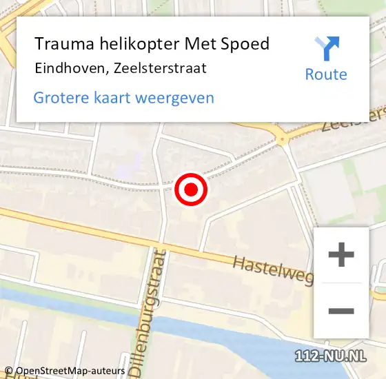 Locatie op kaart van de 112 melding: Trauma helikopter Met Spoed Naar Eindhoven, Zeelsterstraat op 7 december 2023 00:22