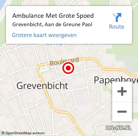 Locatie op kaart van de 112 melding: Ambulance Met Grote Spoed Naar Grevenbicht, Aan de Greune Paol op 7 december 2023 01:47