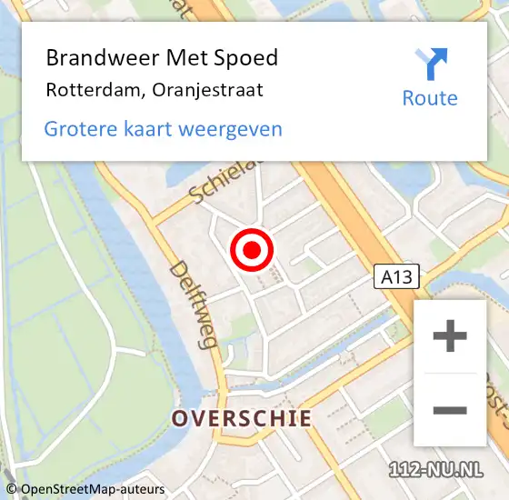 Locatie op kaart van de 112 melding: Brandweer Met Spoed Naar Rotterdam, Oranjestraat op 7 december 2023 02:13