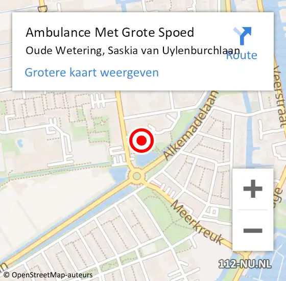 Locatie op kaart van de 112 melding: Ambulance Met Grote Spoed Naar Oude Wetering, Saskia van Uylenburchlaan op 7 december 2023 02:50