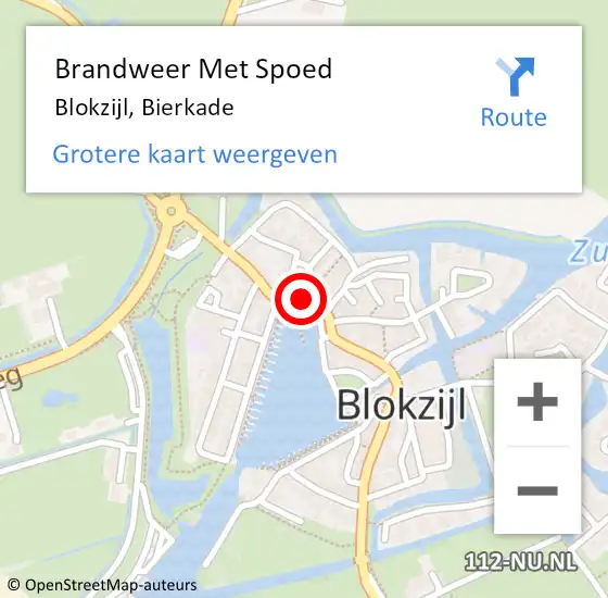 Locatie op kaart van de 112 melding: Brandweer Met Spoed Naar Blokzijl, Bierkade op 7 december 2023 03:40