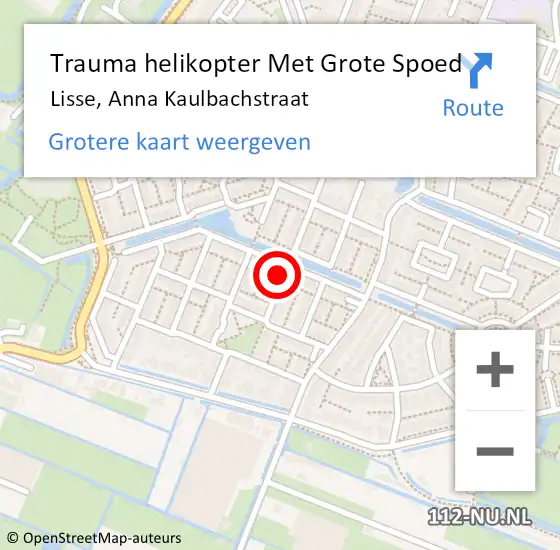 Locatie op kaart van de 112 melding: Trauma helikopter Met Grote Spoed Naar Lisse, Anna Kaulbachstraat op 7 december 2023 05:14