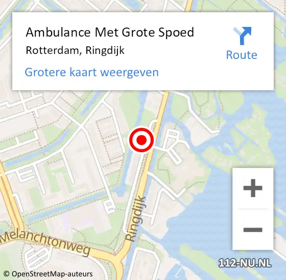 Locatie op kaart van de 112 melding: Ambulance Met Grote Spoed Naar Rotterdam, Ringdijk op 7 december 2023 06:28