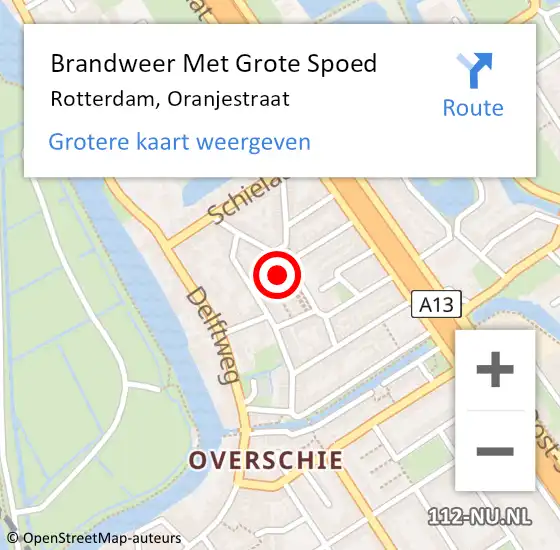 Locatie op kaart van de 112 melding: Brandweer Met Grote Spoed Naar Rotterdam, Oranjestraat op 7 december 2023 07:38