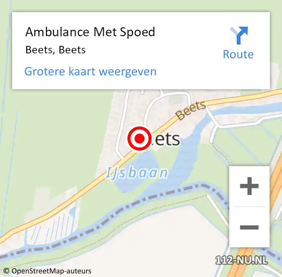 Locatie op kaart van de 112 melding: Ambulance Met Spoed Naar Beets, Beets op 7 december 2023 08:23