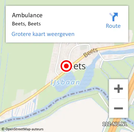 Locatie op kaart van de 112 melding: Ambulance Beets, Beets op 7 december 2023 08:24