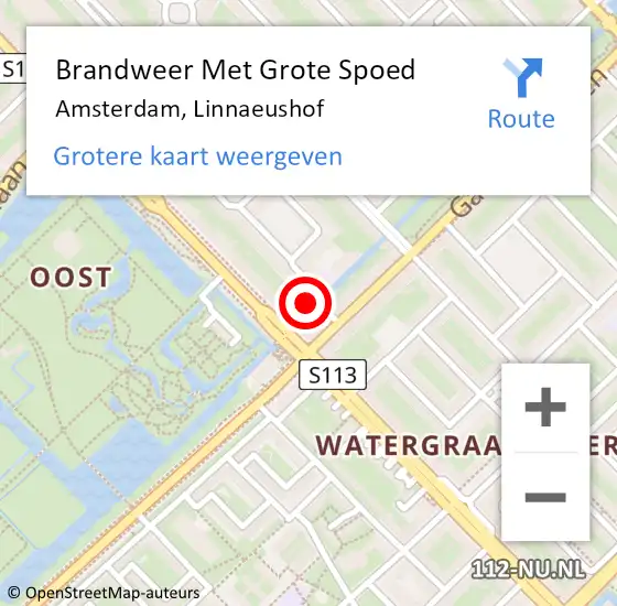 Locatie op kaart van de 112 melding: Brandweer Met Grote Spoed Naar Amsterdam, Linnaeushof op 7 december 2023 08:41