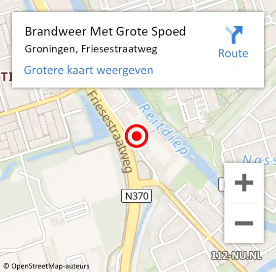 Locatie op kaart van de 112 melding: Brandweer Met Grote Spoed Naar Groningen, Friesestraatweg op 7 december 2023 10:07
