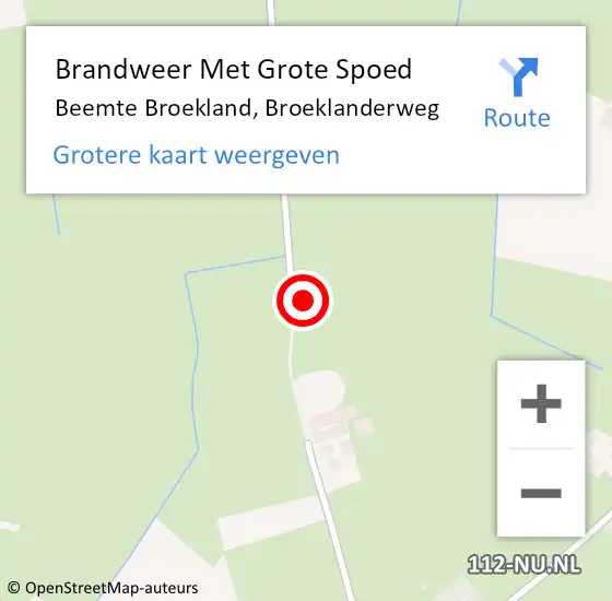 Locatie op kaart van de 112 melding: Brandweer Met Grote Spoed Naar Beemte Broekland, Broeklanderweg op 7 december 2023 10:34