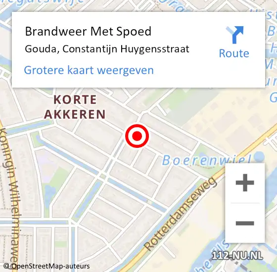 Locatie op kaart van de 112 melding: Brandweer Met Spoed Naar Gouda, Constantijn Huygensstraat op 7 december 2023 11:13