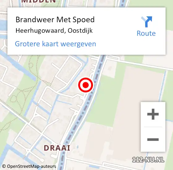 Locatie op kaart van de 112 melding: Brandweer Met Spoed Naar Heerhugowaard, Oostdijk op 7 december 2023 11:14