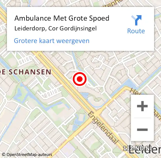 Locatie op kaart van de 112 melding: Ambulance Met Grote Spoed Naar Leiderdorp, Cor Gordijnsingel op 7 december 2023 11:32