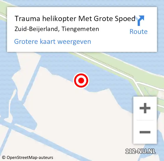Locatie op kaart van de 112 melding: Trauma helikopter Met Grote Spoed Naar Zuid-Beijerland, Tiengemeten op 7 december 2023 11:35