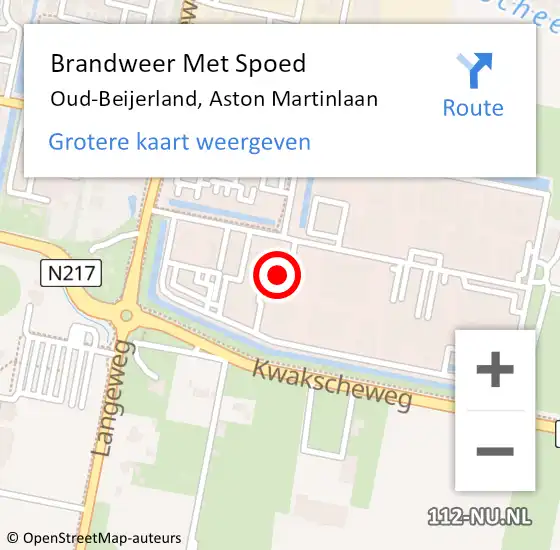 Locatie op kaart van de 112 melding: Brandweer Met Spoed Naar Oud-Beijerland, Aston Martinlaan op 7 december 2023 12:13