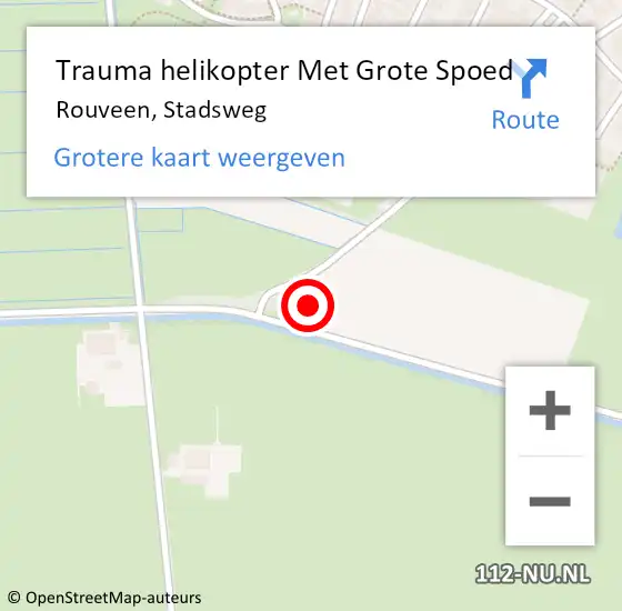 Locatie op kaart van de 112 melding: Trauma helikopter Met Grote Spoed Naar Rouveen, Stadsweg op 7 december 2023 12:21