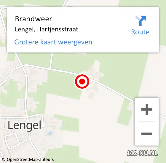 Locatie op kaart van de 112 melding: Brandweer Lengel, Hartjensstraat op 7 december 2023 12:27
