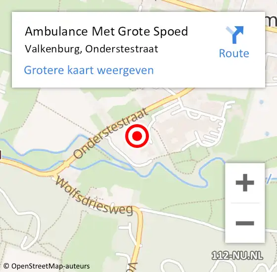 Locatie op kaart van de 112 melding: Ambulance Met Grote Spoed Naar Valkenburg, Onderstestraat op 7 december 2023 12:53