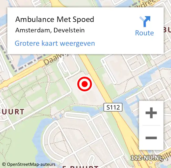 Locatie op kaart van de 112 melding: Ambulance Met Spoed Naar Amsterdam, Develstein op 7 december 2023 13:38