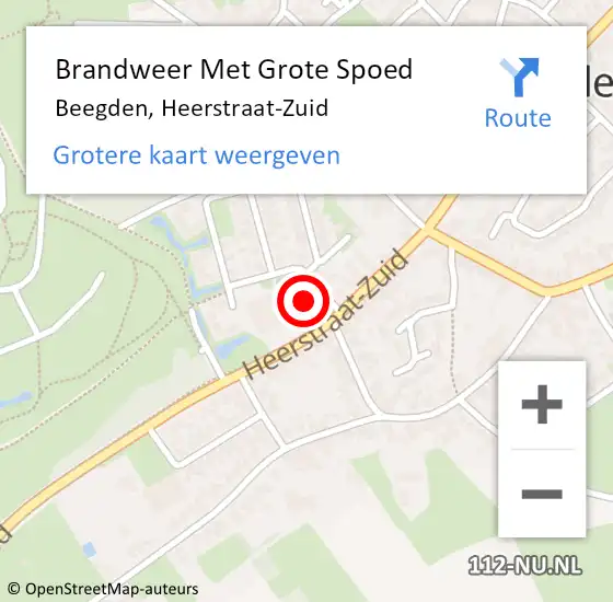 Locatie op kaart van de 112 melding: Brandweer Met Grote Spoed Naar Beegden, Heerstraat-Zuid op 7 december 2023 14:01