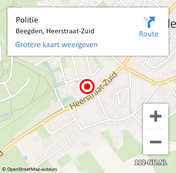 Locatie op kaart van de 112 melding: Politie Beegden, Heerstraat-Zuid op 7 december 2023 14:01