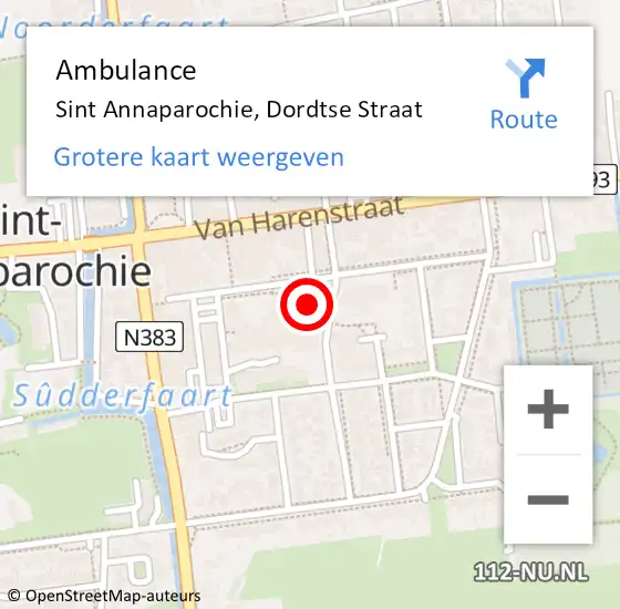 Locatie op kaart van de 112 melding: Ambulance Sint Annaparochie, Dordtse Straat op 7 december 2023 15:14