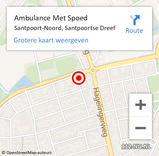 Locatie op kaart van de 112 melding: Ambulance Met Spoed Naar Santpoort-Noord, Santpoortse Dreef op 7 december 2023 15:21