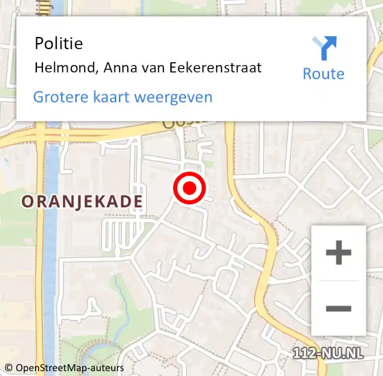 Locatie op kaart van de 112 melding: Politie Helmond, Anna van Eekerenstraat op 7 december 2023 15:57