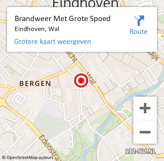 Locatie op kaart van de 112 melding: Brandweer Met Grote Spoed Naar Eindhoven, Wal op 7 december 2023 17:27