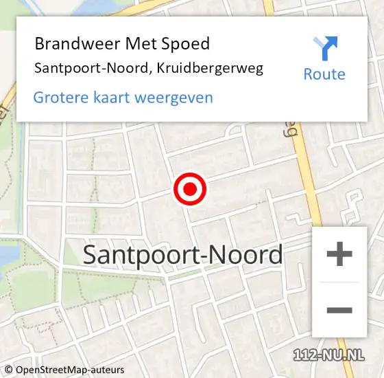 Locatie op kaart van de 112 melding: Brandweer Met Spoed Naar Santpoort-Noord, Kruidbergerweg op 7 december 2023 17:59