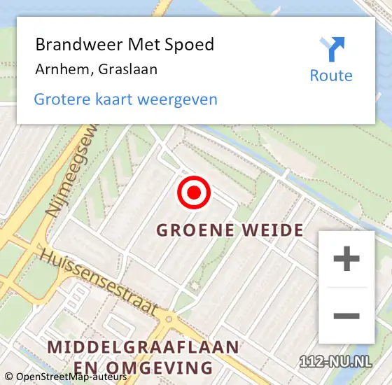 Locatie op kaart van de 112 melding: Brandweer Met Spoed Naar Arnhem, Graslaan op 7 december 2023 18:08