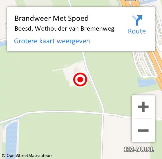 Locatie op kaart van de 112 melding: Brandweer Met Spoed Naar Beesd, Wethouder van Bremenweg op 7 december 2023 18:48