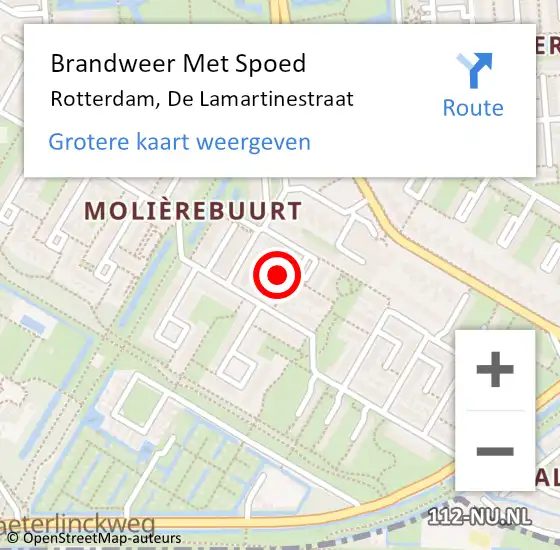 Locatie op kaart van de 112 melding: Brandweer Met Spoed Naar Rotterdam, De Lamartinestraat op 7 december 2023 19:22