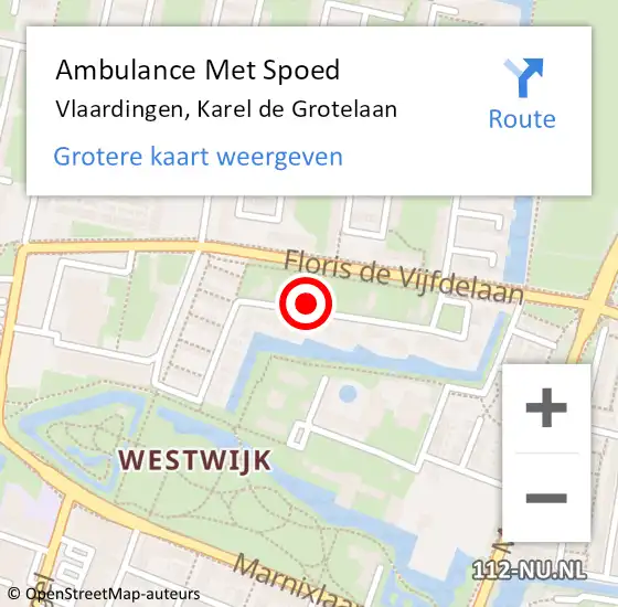 Locatie op kaart van de 112 melding: Ambulance Met Spoed Naar Vlaardingen, Karel de Grotelaan op 7 december 2023 20:37