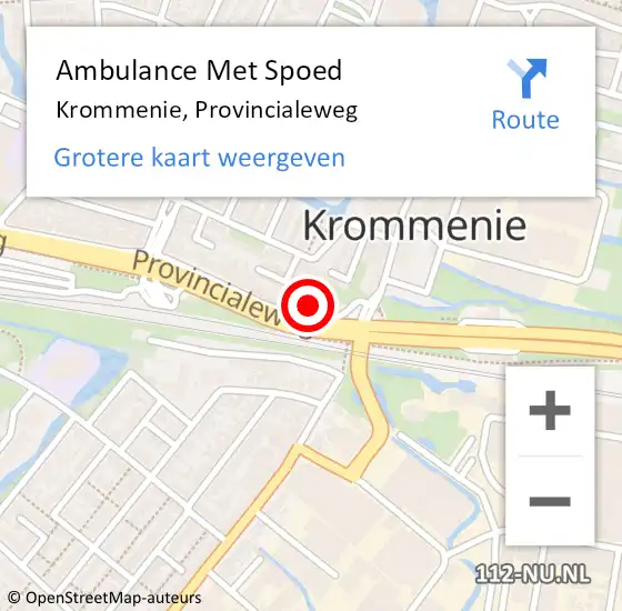 Locatie op kaart van de 112 melding: Ambulance Met Spoed Naar Krommenie, Provincialeweg op 7 december 2023 21:13