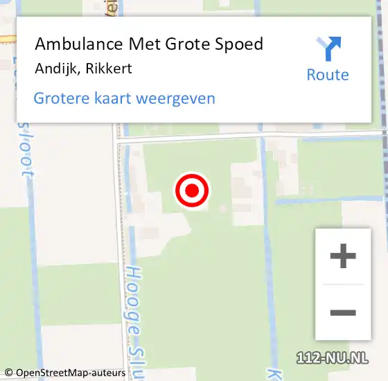 Locatie op kaart van de 112 melding: Ambulance Met Grote Spoed Naar Andijk, Rikkert op 7 december 2023 21:41