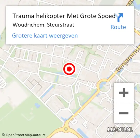 Locatie op kaart van de 112 melding: Trauma helikopter Met Grote Spoed Naar Woudrichem, Steurstraat op 7 december 2023 22:51