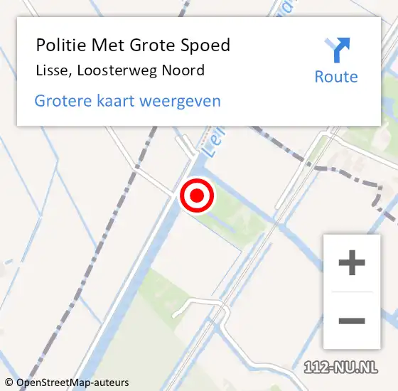 Locatie op kaart van de 112 melding: Politie Met Grote Spoed Naar Lisse, Loosterweg Noord op 7 december 2023 23:00