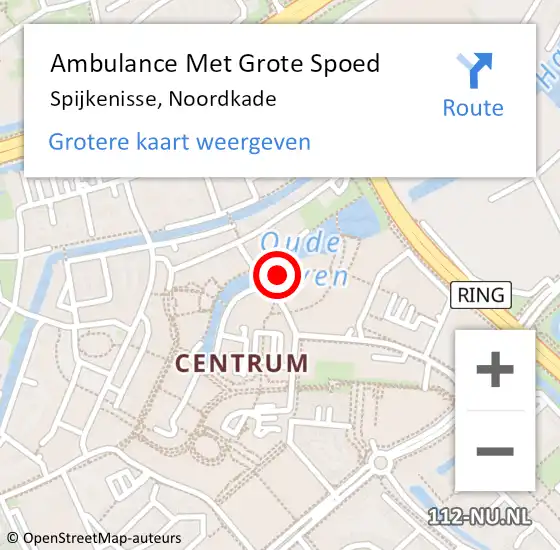 Locatie op kaart van de 112 melding: Ambulance Met Grote Spoed Naar Spijkenisse, Noordkade op 7 december 2023 23:18