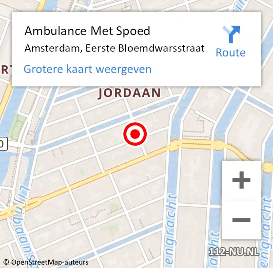 Locatie op kaart van de 112 melding: Ambulance Met Spoed Naar Amsterdam, Eerste Bloemdwarsstraat op 7 december 2023 23:25