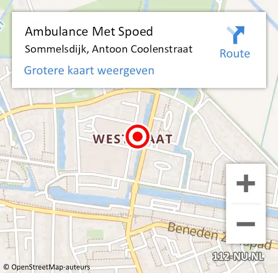 Locatie op kaart van de 112 melding: Ambulance Met Spoed Naar Sommelsdijk, Antoon Coolenstraat op 8 december 2023 00:05
