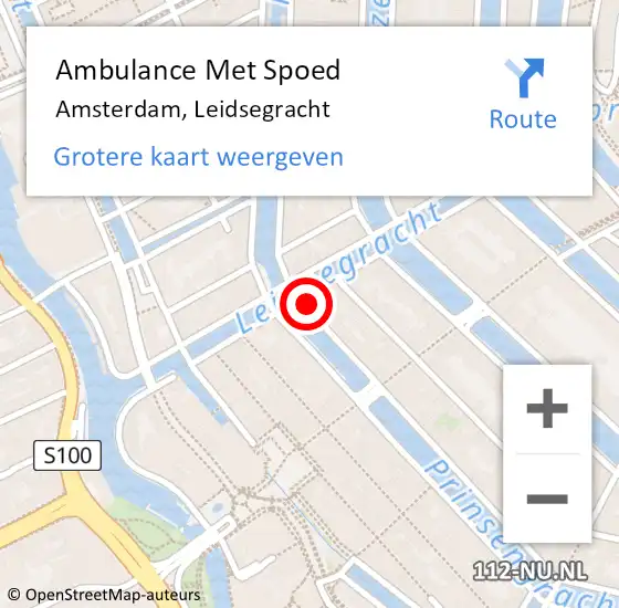 Locatie op kaart van de 112 melding: Ambulance Met Spoed Naar Amsterdam, Leidsegracht op 8 december 2023 01:30