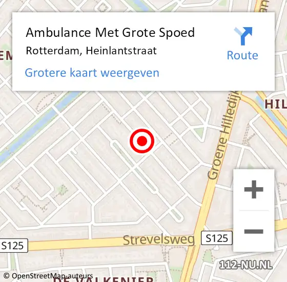 Locatie op kaart van de 112 melding: Ambulance Met Grote Spoed Naar Rotterdam, Heinlantstraat op 8 december 2023 02:33
