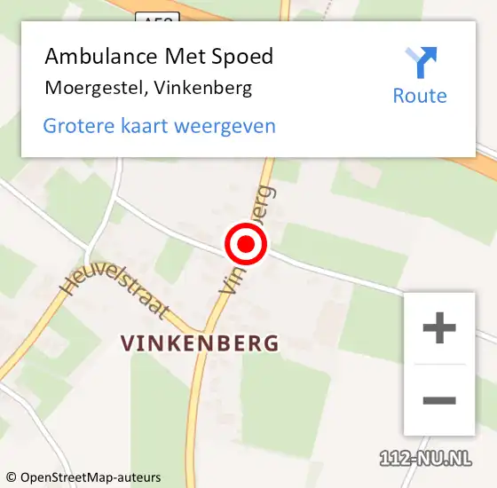 Locatie op kaart van de 112 melding: Ambulance Met Spoed Naar Moergestel, Vinkenberg op 17 september 2014 19:01