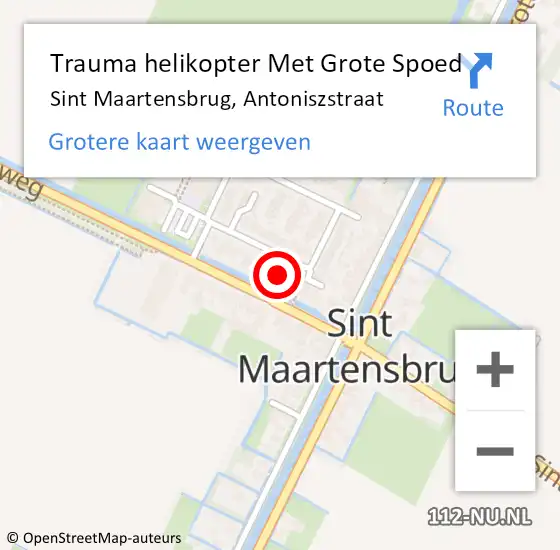 Locatie op kaart van de 112 melding: Trauma helikopter Met Grote Spoed Naar Sint Maartensbrug, Antoniszstraat op 8 december 2023 04:59