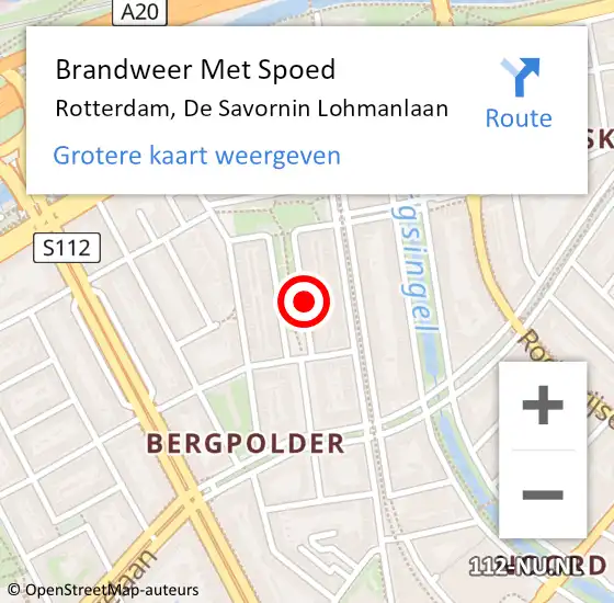 Locatie op kaart van de 112 melding: Brandweer Met Spoed Naar Rotterdam, De Savornin Lohmanlaan op 8 december 2023 07:21