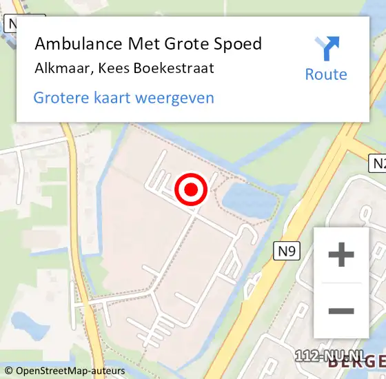 Locatie op kaart van de 112 melding: Ambulance Met Grote Spoed Naar Alkmaar, Kees Boekestraat op 8 december 2023 08:08
