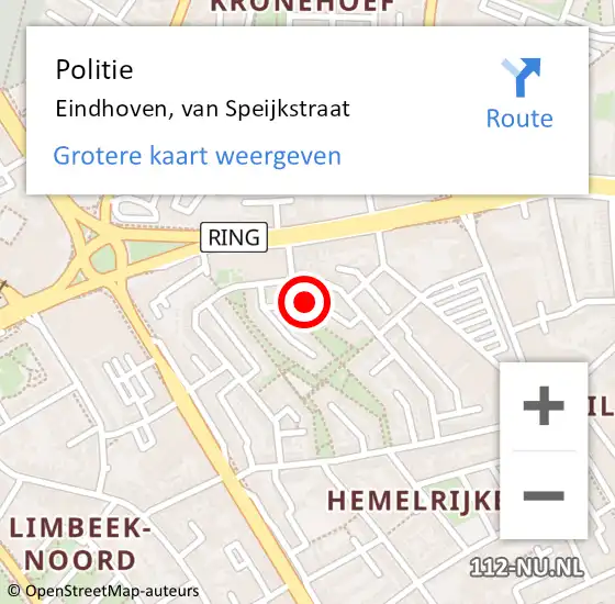 Locatie op kaart van de 112 melding: Politie Eindhoven, van Speijkstraat op 8 december 2023 08:09